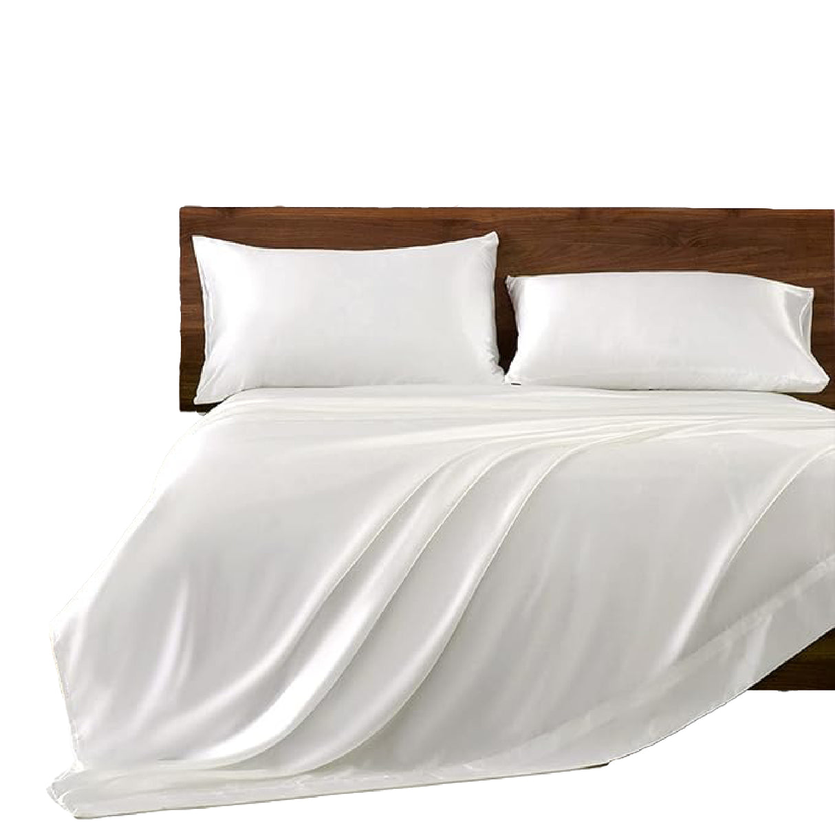 Juego de Sabanas de Satín Blanco 200x190cm 300 Hilos con Dos Sábanas y Dos Fundas de Almohada - SABANAS | Bylmo