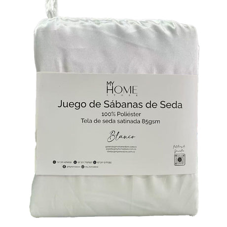 Juego de Sabanas de Satín Blanco 200x190cm 300 Hilos con Dos Sábanas y Dos Fundas de Almohada - SABANAS | Bylmo