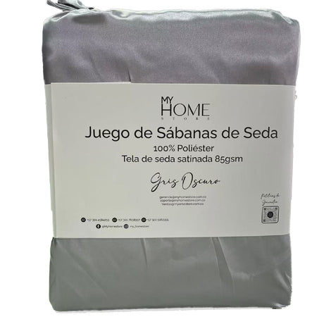 Juego de Sabanas de Satín Gris Oscuro 140x190cm 300 Hilos con Dos Sábanas y Dos Fundas de Almohada - SABANAS | Bylmo