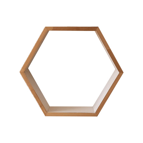 Repisa Accent Blanco y Pino 40x35cm Hexagonal Flotante - REPISAS | Bylmo