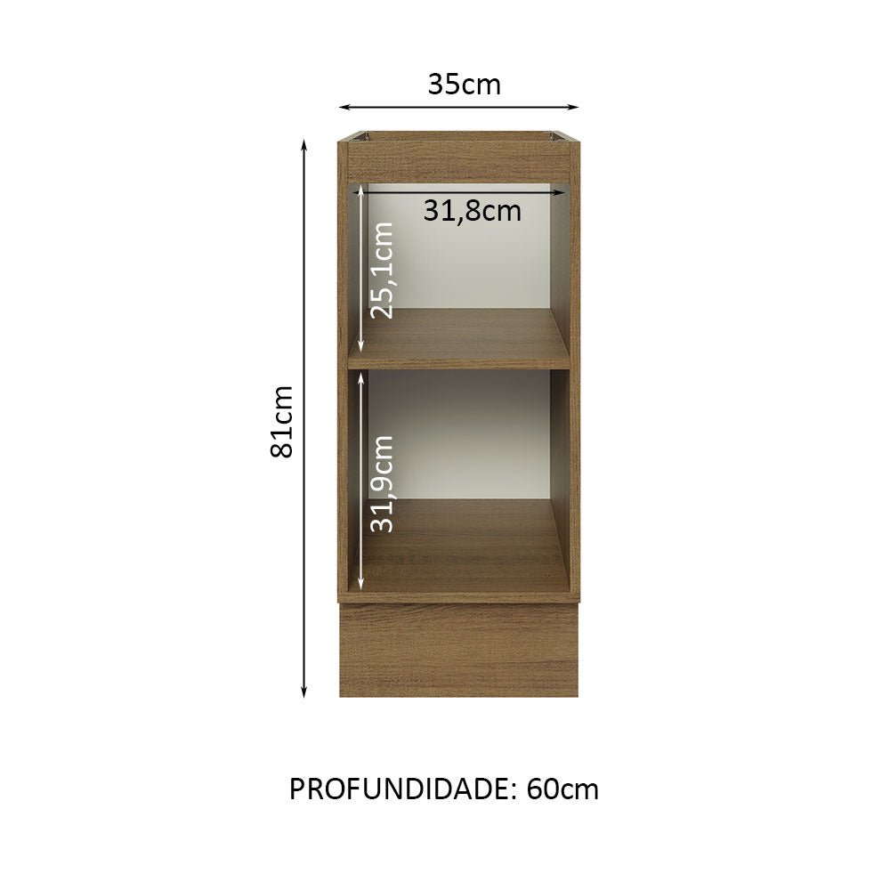 Mueble Inferior de Cocina Glamy Marron 35x81cm sin Mesón y sin Pozuelo - MUEBLES INFERIORES DE COCINA | Bylmo