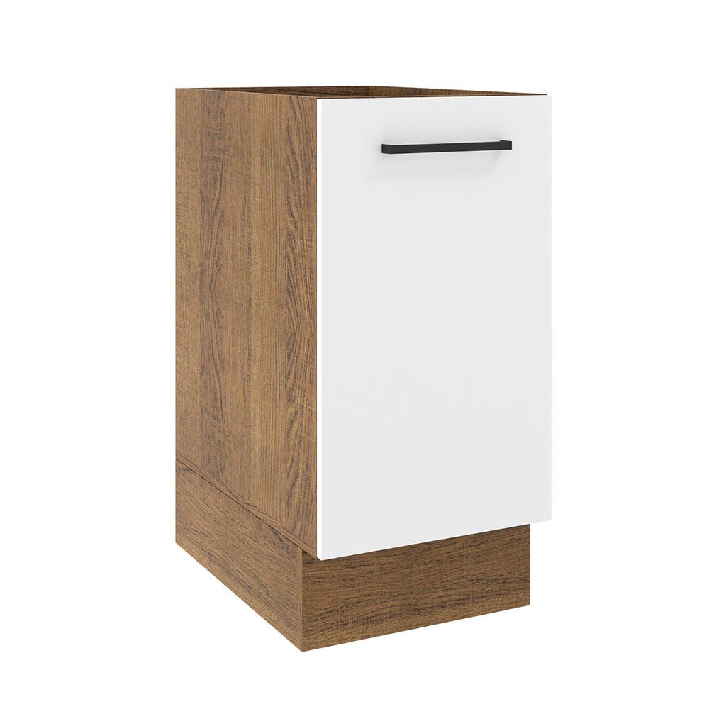 Mueble Inferior de Cocina Agata Marron y Blanco 35x81cm sin Mesón y sin Pozuelo - MUEBLES INFERIORES DE COCINA | Bylmo