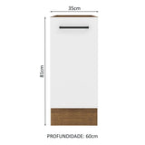 Mueble Inferior de Cocina Agata Marron y Blanco 35x81cm sin Mesón y sin Pozuelo - MUEBLES INFERIORES DE COCINA | Bylmo