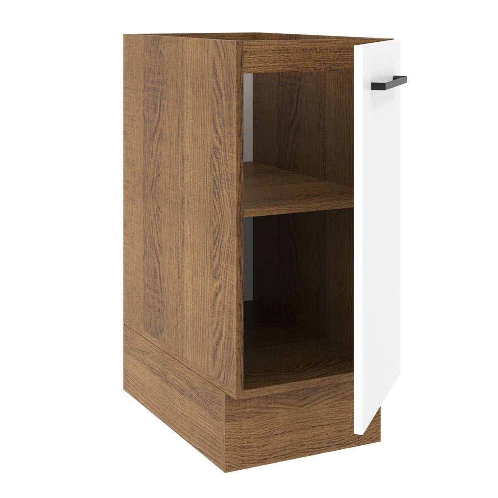 Mueble Inferior de Cocina Agata Marron y Blanco 35x81cm sin Mesón y sin Pozuelo - MUEBLES INFERIORES DE COCINA | Bylmo