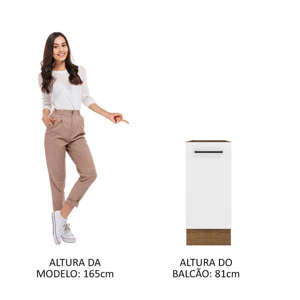 Mueble Inferior de Cocina Agata Marron y Blanco 35x81cm sin Mesón y sin Pozuelo - MUEBLES INFERIORES DE COCINA | Bylmo