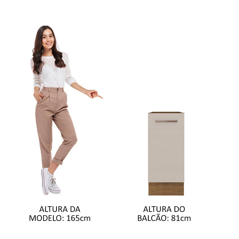 Mueble Inferior de Cocina Agata Marron y Crema 35x81cm sin Mesón y sin Pozuelo - MUEBLES INFERIORES DE COCINA | Bylmo