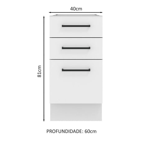 Mueble Inferior de Cocina Agata Blanco 40x81cm sin Mesón y sin Pozuelo - MUEBLES INFERIORES DE COCINA | Bylmo