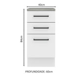 Mueble Inferior de Cocina Agata Blanco 40x84cm con Meson de Madera y sin Pozuelo - MUEBLES INFERIORES DE COCINA | Bylmo