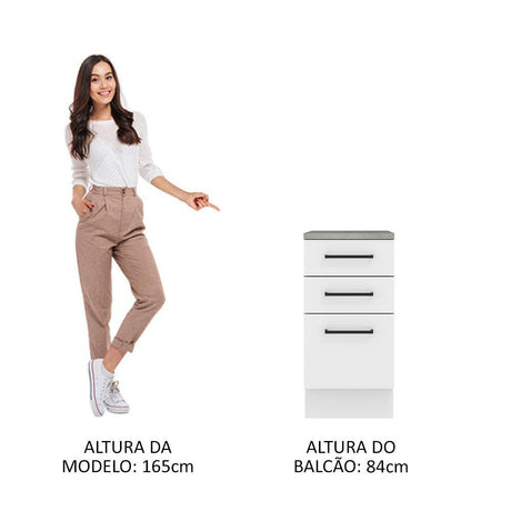 Mueble Inferior de Cocina Agata Blanco 40x84cm con Meson de Madera y sin Pozuelo - MUEBLES INFERIORES DE COCINA | Bylmo