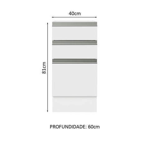Mueble Inferior de Cocina Glamy Blanco 40x81cm sin Mesón y sin Pozuelo - MUEBLES INFERIORES DE COCINA | Bylmo