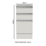 Mueble Inferior de Cocina Glamy Blanco 40x84cm con Meson de Madera y sin Pozuelo - MUEBLES INFERIORES DE COCINA | Bylmo