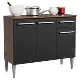 Mueble Inferior de Cocina Emily Marron y Negro 105x88cm con Meson de Madera y sin Pozuelo - MUEBLES INFERIORES DE COCINA | Bylmo