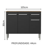 Mueble Inferior de Cocina Emily Marron y Negro 105x88cm con Meson de Madera y sin Pozuelo - MUEBLES INFERIORES DE COCINA | Bylmo