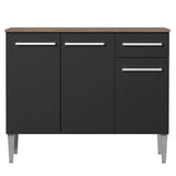 Mueble Inferior de Cocina Emily Marron y Negro 105x88cm con Meson de Madera y sin Pozuelo - MUEBLES INFERIORES DE COCINA | Bylmo