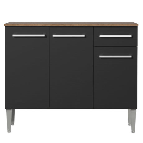 Mueble Inferior de Cocina Emily Marron y Negro 105x88cm con Meson de Madera y sin Pozuelo - MUEBLES INFERIORES DE COCINA | Bylmo