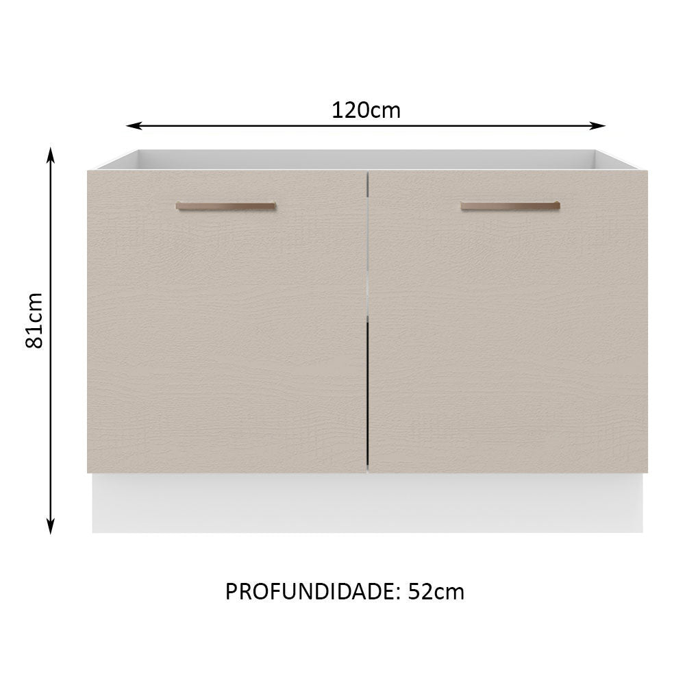 Mueble Inferior de Cocina Agata Blanco y Crema 120x81cm sin Mesón y sin Pozuelo - MUEBLES INFERIORES DE COCINA | Bylmo