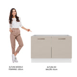 Mueble Inferior de Cocina Agata Blanco y Crema 120x81cm sin Mesón y sin Pozuelo - MUEBLES INFERIORES DE COCINA | Bylmo