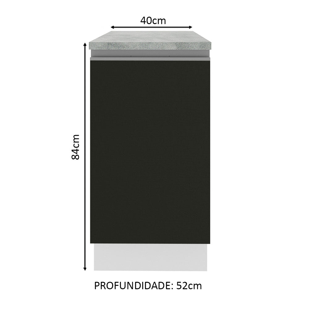 Mueble Inferior de Cocina Glamy Blanco y Negro 40x84cm sin Mesón y sin Pozuelo - MUEBLES INFERIORES DE COCINA | Bylmo