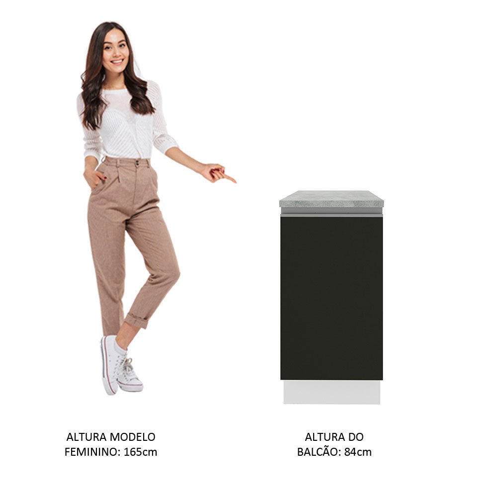 Mueble Inferior de Cocina Glamy Blanco y Negro 40x84cm sin Mesón y sin Pozuelo - MUEBLES INFERIORES DE COCINA | Bylmo