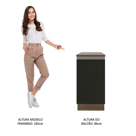 Mueble Inferior de Cocina Glamy Marron y Negro 40x84cm sin Mesón y sin Pozuelo - MUEBLES INFERIORES DE COCINA | Bylmo