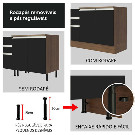 Mueble Inferior de Cocina Glamy Marron y Negro 40x84cm sin Mesón y sin Pozuelo - MUEBLES INFERIORES DE COCINA | Bylmo