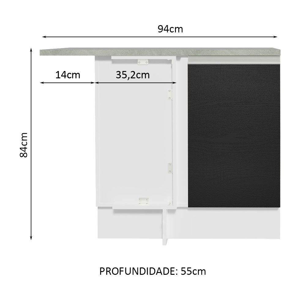 Mueble Inferior de Cocina Glamy Blanco y Negro 94x84cm sin Mesón y sin Pozuelo - MUEBLES INFERIORES DE COCINA | Bylmo