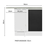 Mueble Inferior de Cocina Glamy Blanco y Negro 94x84cm sin Mesón y sin Pozuelo - MUEBLES INFERIORES DE COCINA | Bylmo