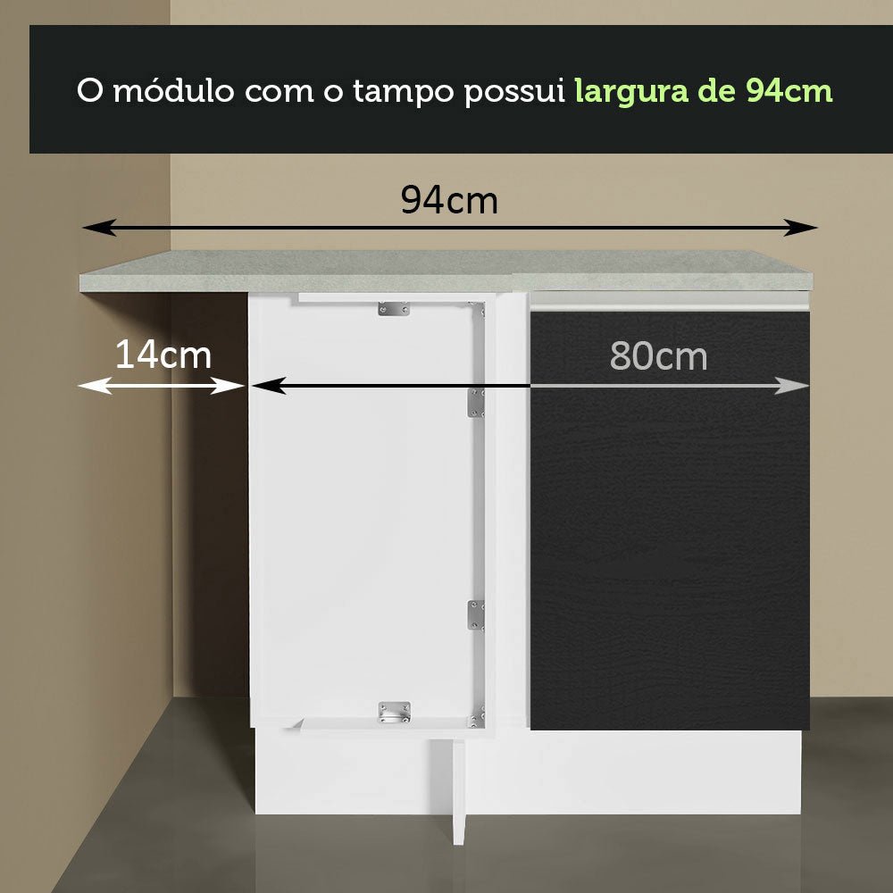 Mueble Inferior de Cocina Glamy Blanco y Negro 94x84cm sin Mesón y sin Pozuelo - MUEBLES INFERIORES DE COCINA | Bylmo