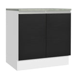 Mueble Inferior de Cocina Glamy Blanco y Negro 80x84cm sin Mesón y sin Pozuelo - MUEBLES INFERIORES DE COCINA | Bylmo