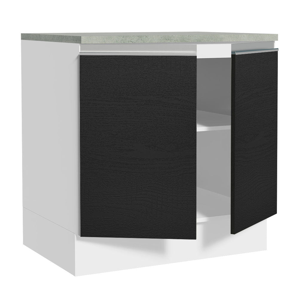 Mueble Inferior de Cocina Glamy Blanco y Negro 80x84cm sin Mesón y sin Pozuelo - MUEBLES INFERIORES DE COCINA | Bylmo