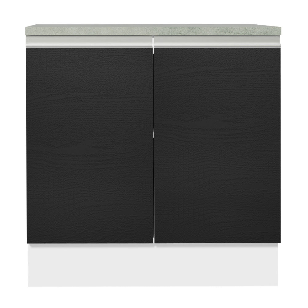 Mueble Inferior de Cocina Glamy Blanco y Negro 80x84cm sin Mesón y sin Pozuelo - MUEBLES INFERIORES DE COCINA | Bylmo