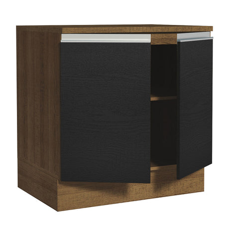 Mueble Inferior de Cocina Glamy Marron y Negro 80x84cm sin Mesón y sin Pozuelo - MUEBLES INFERIORES DE COCINA | Bylmo