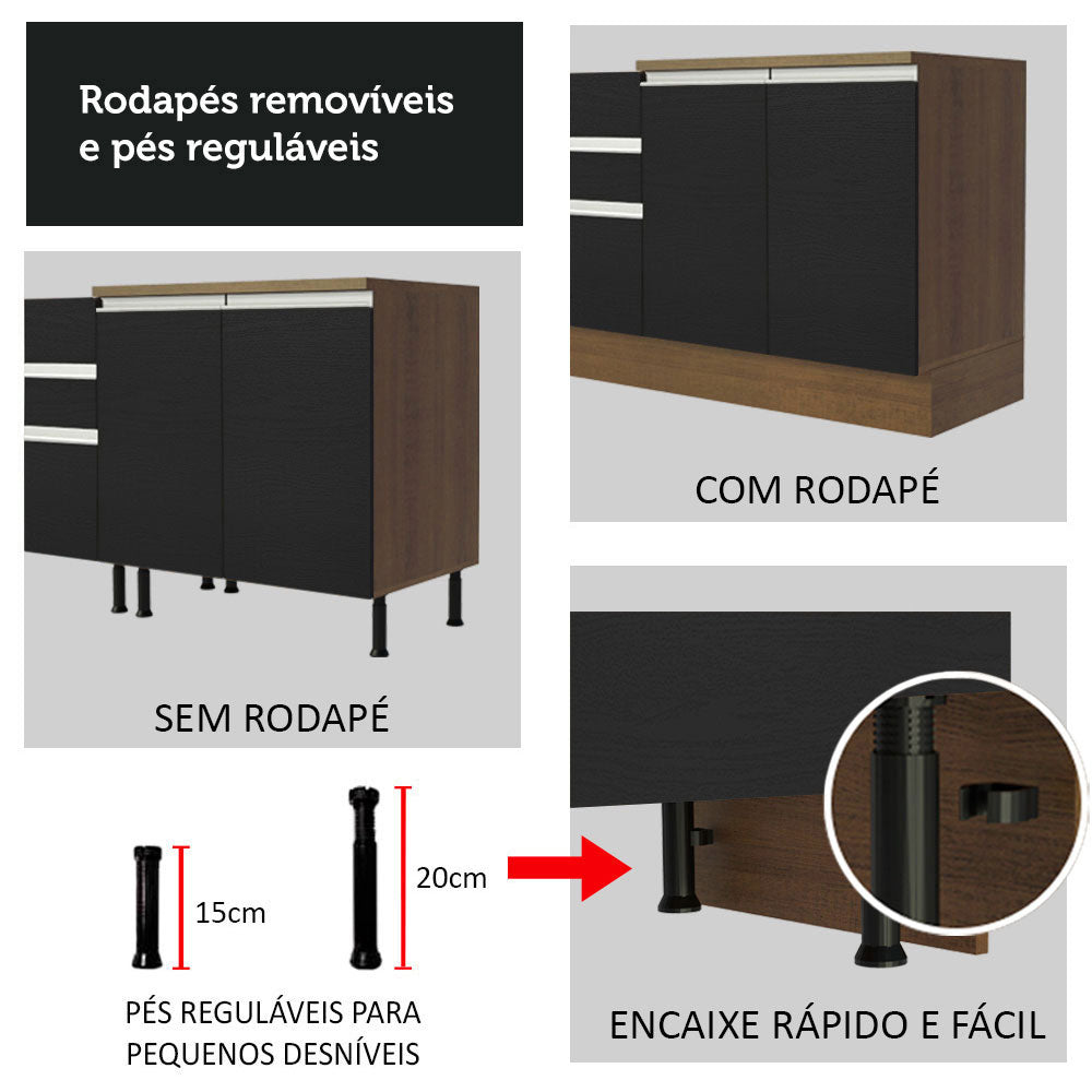 Mueble Inferior de Cocina Glamy Marron y Negro 80x84cm sin Mesón y sin Pozuelo - MUEBLES INFERIORES DE COCINA | Bylmo
