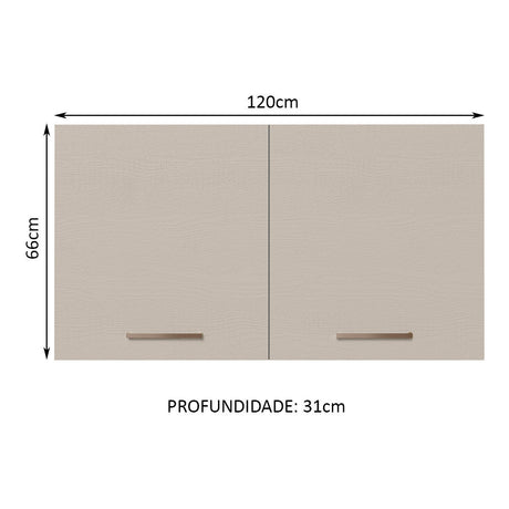 Mueble Superior de Cocina Agata Blanco y Crema 120x66cm con Cuatro Entrepaños y con Dos Puertas - MUEBLES SUPERIORES DE COCINA | Bylmo