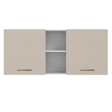 Mueble Superior de Cocina Agata Blanco y Crema 150x66cm con Seis Entrepaños y con Dos Puertas - MUEBLES SUPERIORES DE COCINA | Bylmo