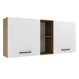 Mueble Superior de Cocina Agata Marron y Blanco 150x66cm con Seis Entrepaños y con Dos Puertas - MUEBLES SUPERIORES DE COCINA | Bylmo