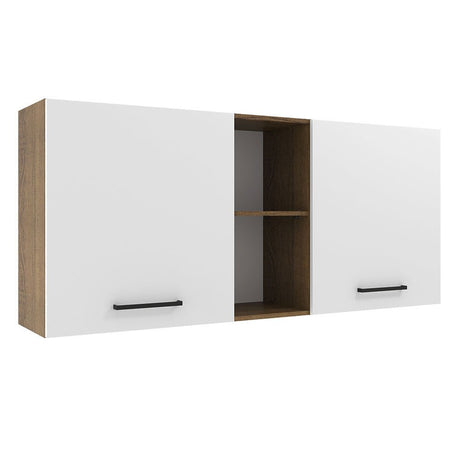 Mueble Superior de Cocina Agata Marron y Blanco 150x66cm con Seis Entrepaños y con Dos Puertas - MUEBLES SUPERIORES DE COCINA | Bylmo