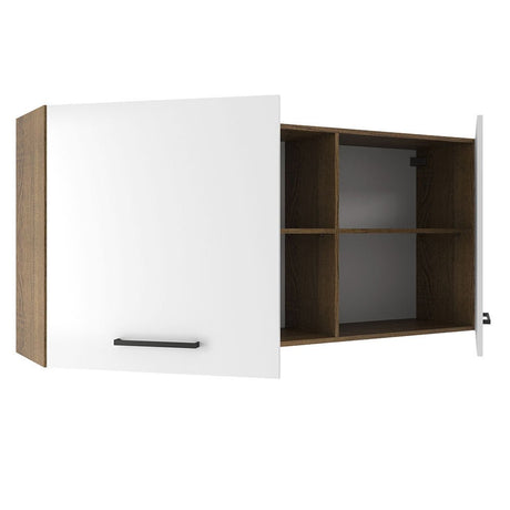 Mueble Superior de Cocina Agata Marron y Blanco 150x66cm con Seis Entrepaños y con Dos Puertas - MUEBLES SUPERIORES DE COCINA | Bylmo