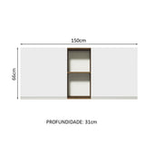 Mueble Superior de Cocina Glamy Marron y Blanco 150x66cm con Seis Entrepaños y con Dos Puertas - MUEBLES SUPERIORES DE COCINA | Bylmo