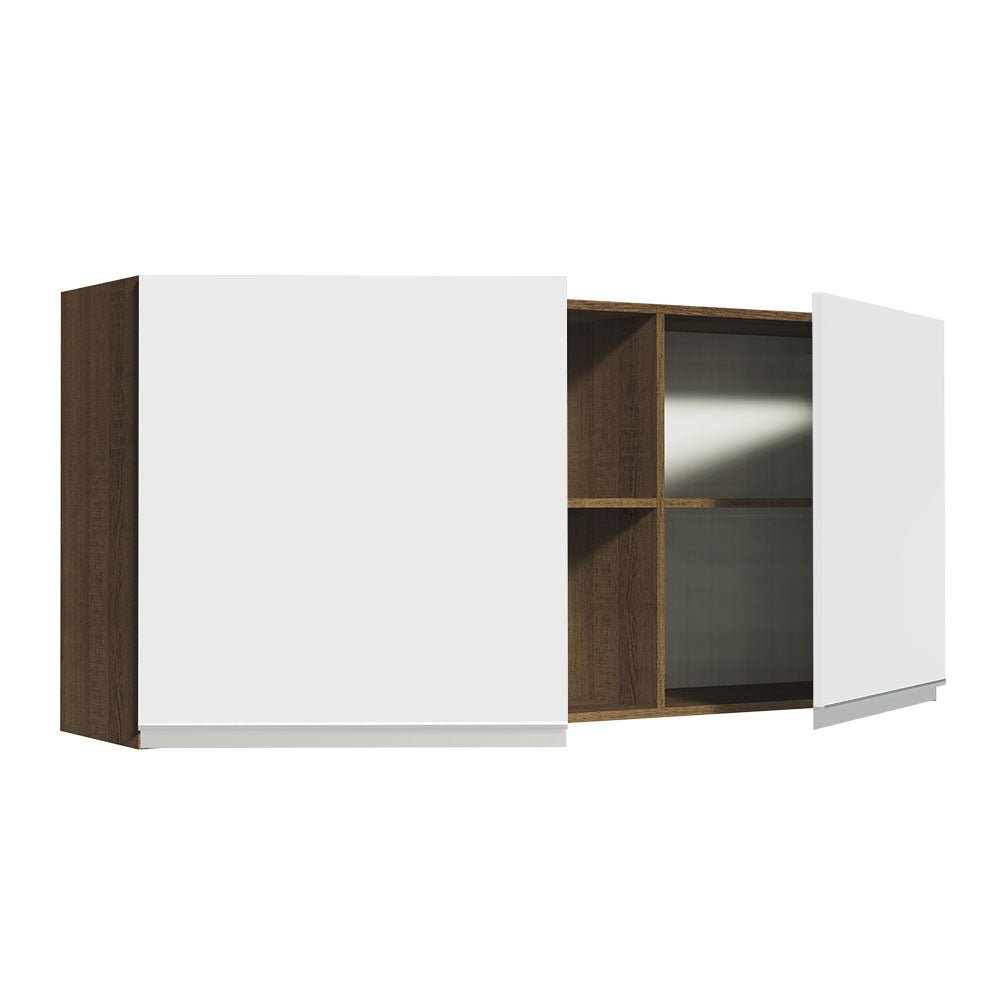 Mueble Superior de Cocina Glamy Marron y Blanco 150x66cm con Seis Entrepaños y con Dos Puertas - MUEBLES SUPERIORES DE COCINA | Bylmo