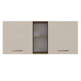 Mueble Superior de Cocina Agata Marron y Crema 150x66cm con Seis Entrepaños y con Dos Puertas - MUEBLES SUPERIORES DE COCINA | Bylmo