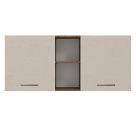 Mueble Superior de Cocina Agata Marron y Crema 150x66cm con Seis Entrepaños y con Dos Puertas - MUEBLES SUPERIORES DE COCINA | Bylmo
