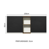 Mueble Superior de Cocina Glamy Marron y Negro 150x66cm con Seis Entrepaños y con Dos Puertas - MUEBLES SUPERIORES DE COCINA | Bylmo