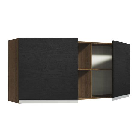 Mueble Superior de Cocina Glamy Marron y Negro 150x66cm con Seis Entrepaños y con Dos Puertas - MUEBLES SUPERIORES DE COCINA | Bylmo