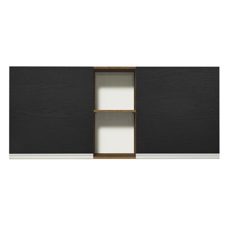 Mueble Superior de Cocina Glamy Marron y Negro 150x66cm con Seis Entrepaños y con Dos Puertas - MUEBLES SUPERIORES DE COCINA | Bylmo