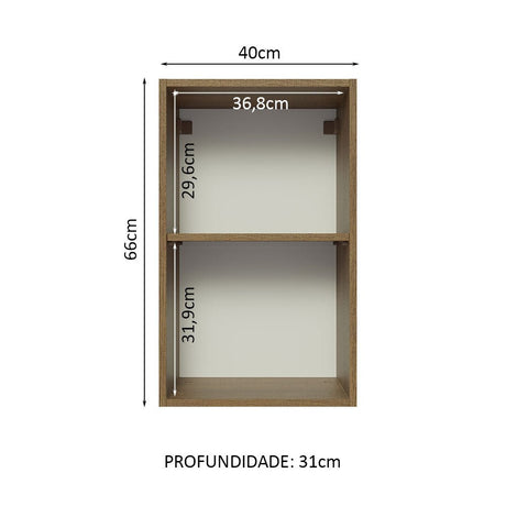 Mueble Superior de Cocina Glamy Marron y Negro 40x66cm con Dos Entrepaños y con Una Puerta - MUEBLES SUPERIORES DE COCINA | Bylmo