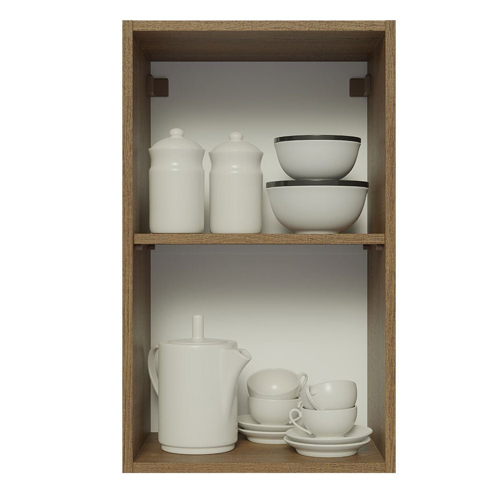 Mueble Superior de Cocina Glamy Marron y Negro 40x66cm con Dos Entrepaños y con Una Puerta - MUEBLES SUPERIORES DE COCINA | Bylmo