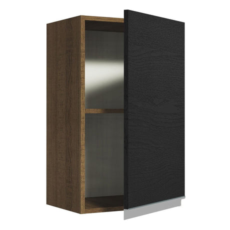 Mueble Superior de Cocina Glamy Marron y Negro 40x66cm con Dos Entrepaños y con Una Puerta - MUEBLES SUPERIORES DE COCINA | Bylmo