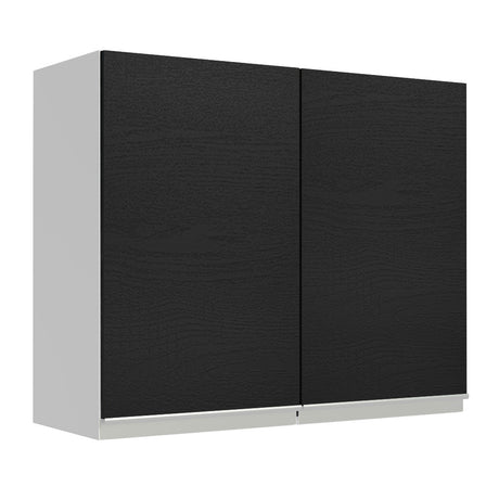 Mueble Superior de Cocina Glamy Blanco y Negro 80x66cm con Dos Entrepaños y con Dos Puertas - MUEBLES SUPERIORES DE COCINA | Bylmo
