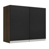 Mueble Superior de Cocina Glamy Marron y Negro 80x66cm con Dos Entrepaños y con Dos Puertas - MUEBLES SUPERIORES DE COCINA | Bylmo